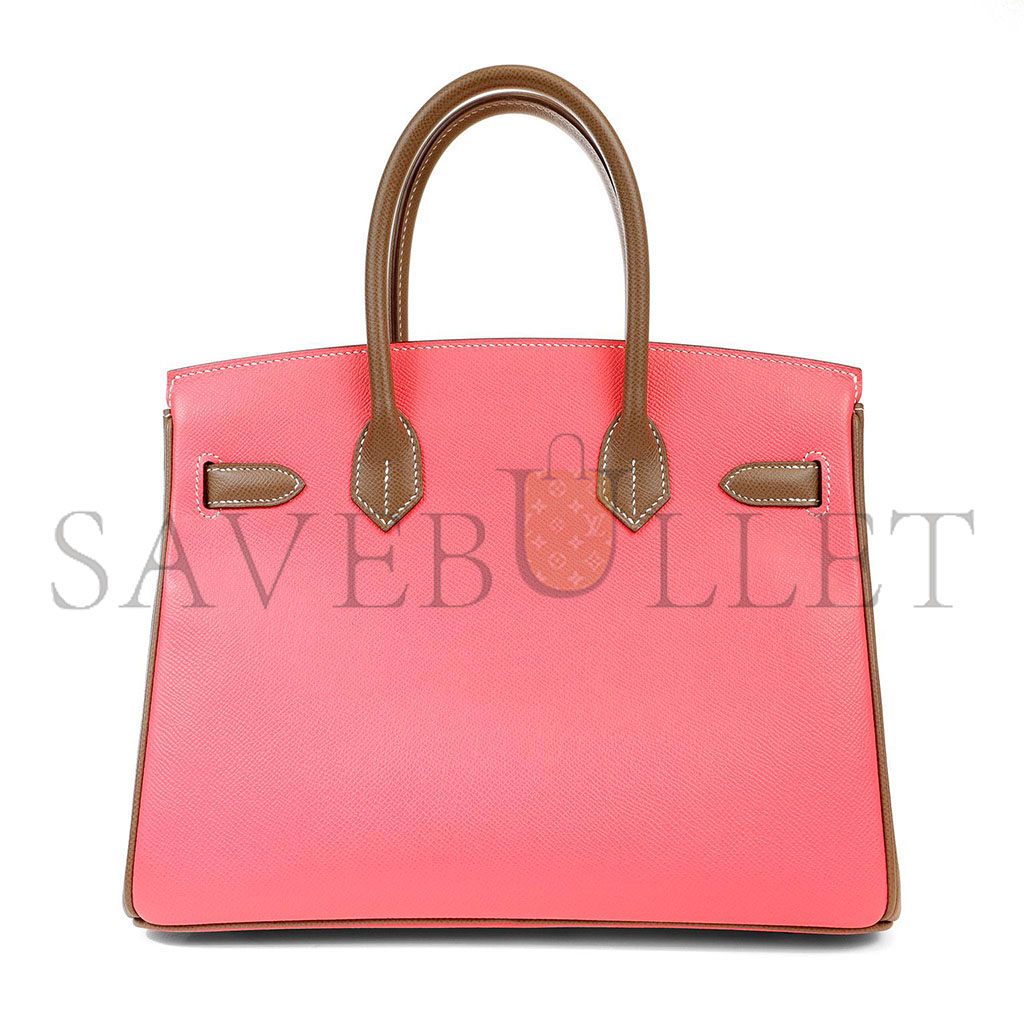 H**mes birkin 30 epsom lipstick pink and elephant grey gold buckle 1028115538752 (30*23*15cm)